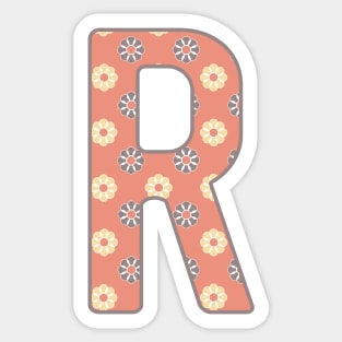 MONOGRAM LETTER R PINK FLORAL TYPOGRAPHY DESIGN Sticker